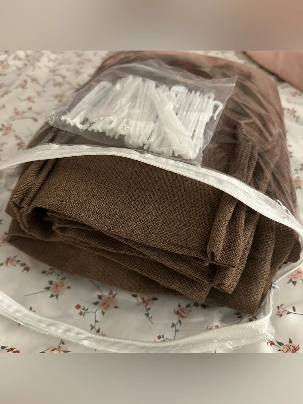 Brown Pinch Pleated Linen Curtains Semi Sheer Memory Trained 42”x102” 3 sets New